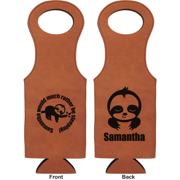 Sloth Leatherette Wine Tote Double Sided - Front and Back