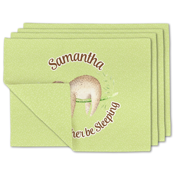 Custom Sloth Double-Sided Linen Placemat - Set of 4 w/ Name or Text