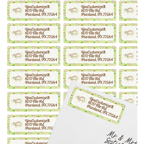 Sloth Mailing Label on Envelope - Multiple Labels