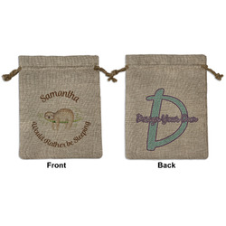 Sloth Medium Burlap Gift Bag - Front & Back (Personalized)