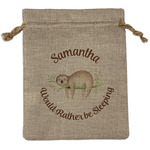 Sloth Medium Burlap Gift Bag - Front (Personalized)