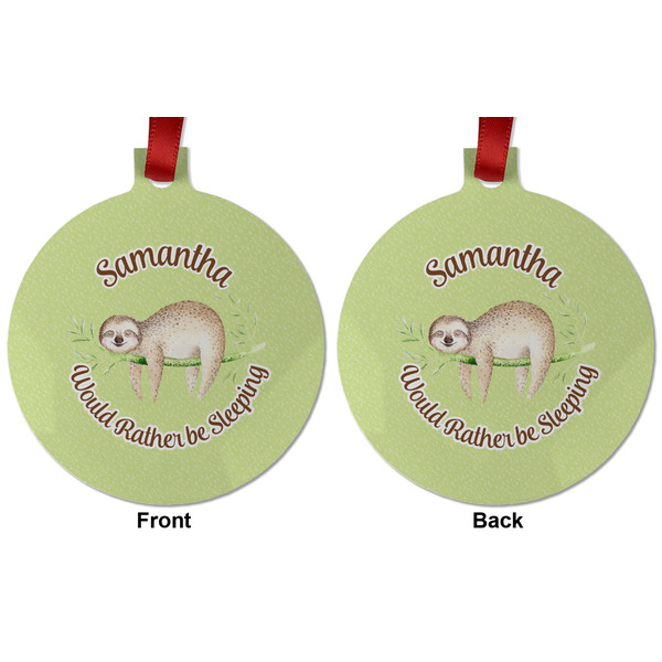 Sloth Metal Ball Ornament - Front and Back