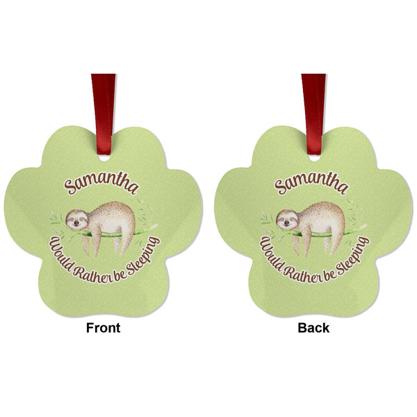 Sloth Metal Paw Ornament - Front and Back