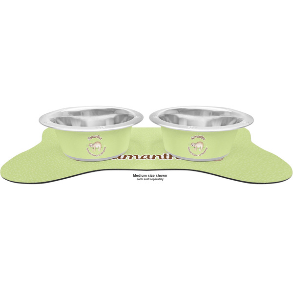 Sloth Metal Pet Bowls - On Dog Bone Shaped Mat