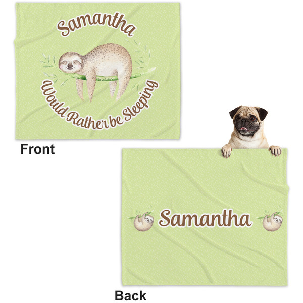 Sloth Microfleece Dog Blanket - Large- Front & Back