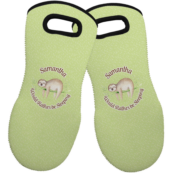 Custom Sloth Neoprene Oven Mitts - Set of 2 w/ Name or Text