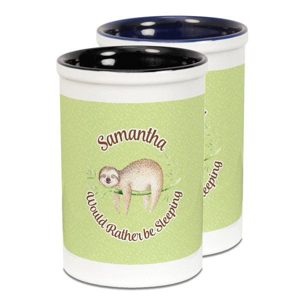 Custom Sloth Ceramic Pencil Holder - Large