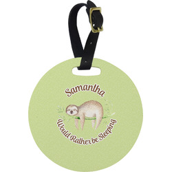 Sloth Plastic Luggage Tag - Round (Personalized)
