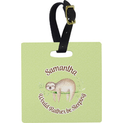 Sloth Plastic Luggage Tag - Square w/ Name or Text