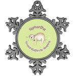 Sloth Vintage Snowflake Ornament (Personalized)