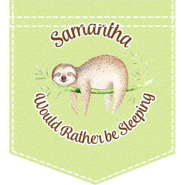 Custom Sloth Iron On Faux Pocket (Personalized)