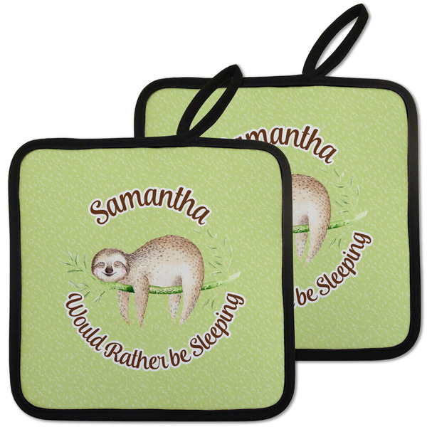Custom Sloth Pot Holders - Set of 2 w/ Name or Text