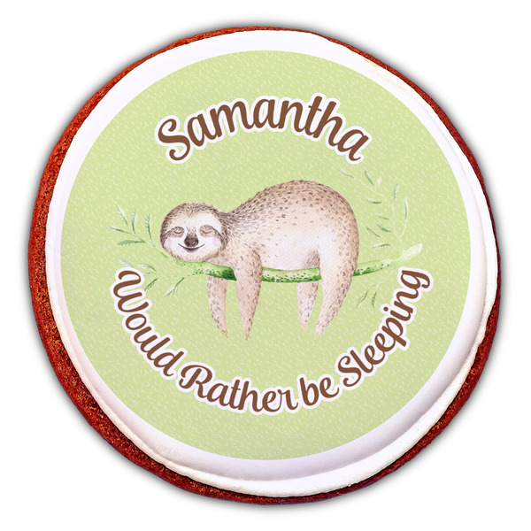 Sloth Printed Icing Circle - Large - On Cookie