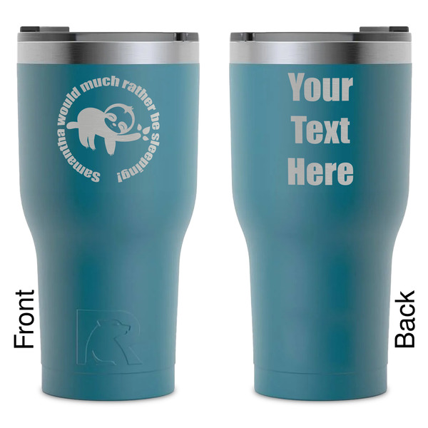 Custom Sloth RTIC Tumbler - Dark Teal - Laser Engraved - Double-Sided (Personalized)