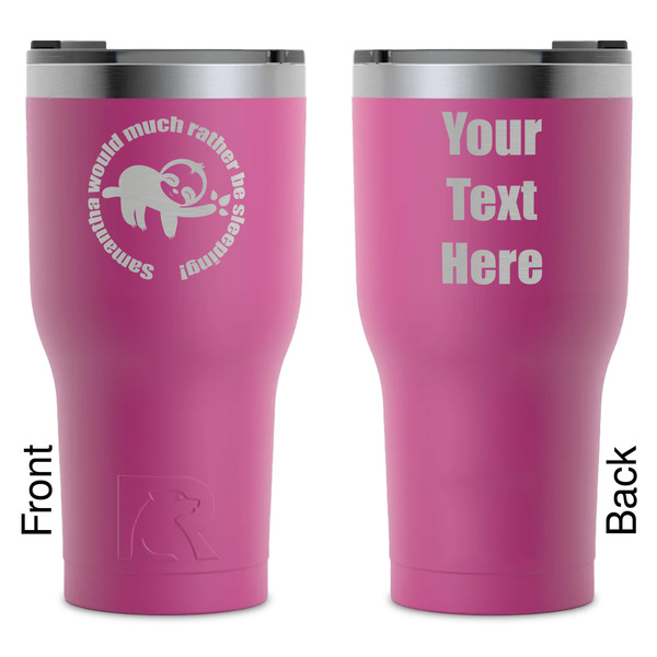 Custom Sloth RTIC Tumbler - Magenta - Laser Engraved - Double-Sided (Personalized)