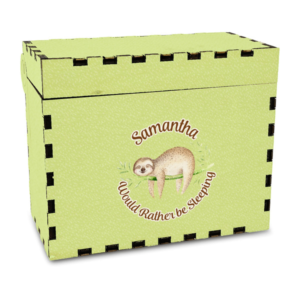 Custom Sloth Wood Recipe Box - Full Color Print (Personalized)