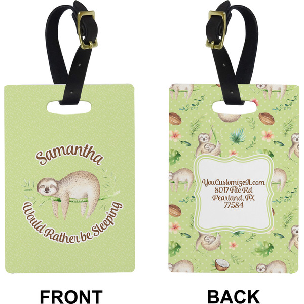 Sloth Rectangle Luggage Tag (Front + Back)