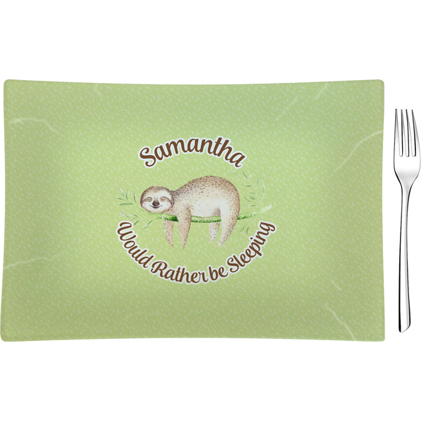 Custom Sloth Rectangular Glass Appetizer / Dessert Plate - Single or Set (Personalized)