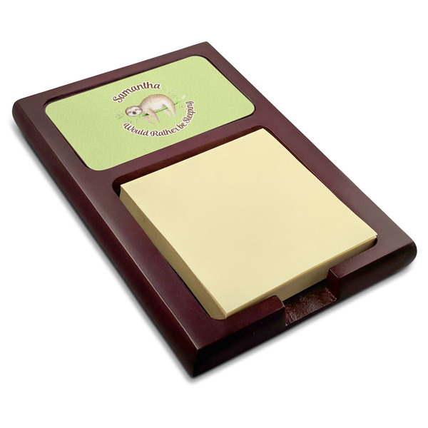 Custom Sloth Red Mahogany Sticky Note Holder (Personalized)