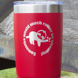 Sloth 20 oz Stainless Steel Tumbler - Red - Double Sided (Personalized)