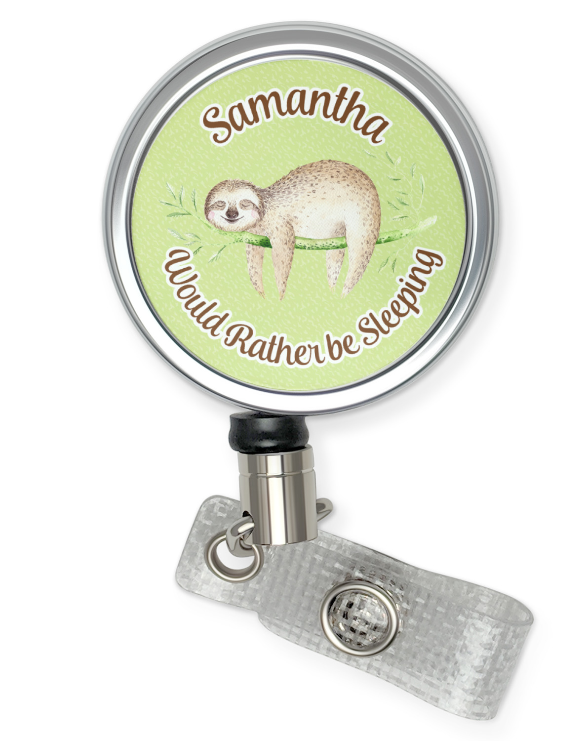 Christmas Sloth Badge Reel - Cute Glitter Acrylic ID Holder With Alligator Clip For Nurses & Professionals