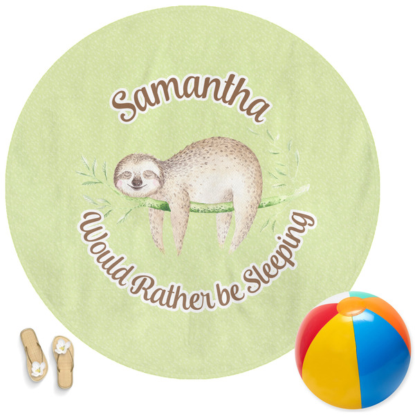 Custom Sloth Round Beach Towel (Personalized)