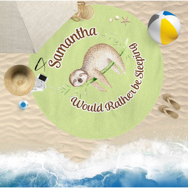 Sloth Round Beach Towel Lifestyle