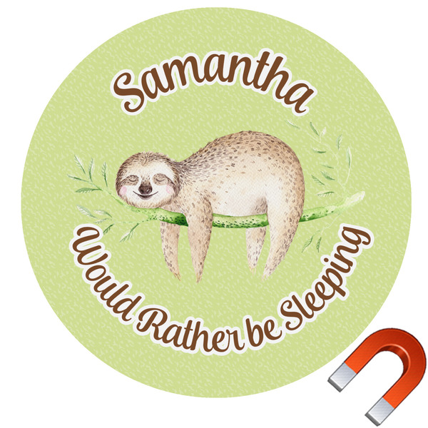 Custom Sloth Round Car Magnet - 6" (Personalized)