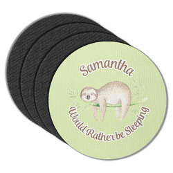 Sloth Round Rubber Backed Coasters - Set of 4 (Personalized)