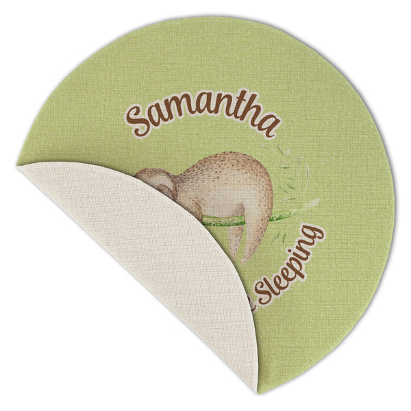 Sloth Round Linen Placemats - Front (folded corner single sided)