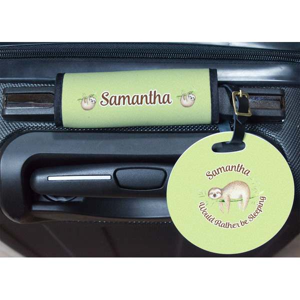 Sloth Round Luggage Tag & Handle Wrap - In Context