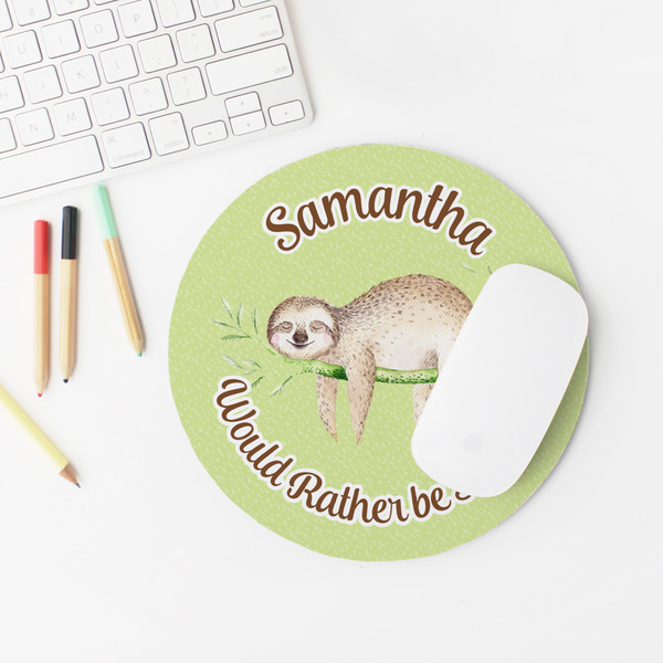 Sloth Round Mousepad - LIFESTYLE 2