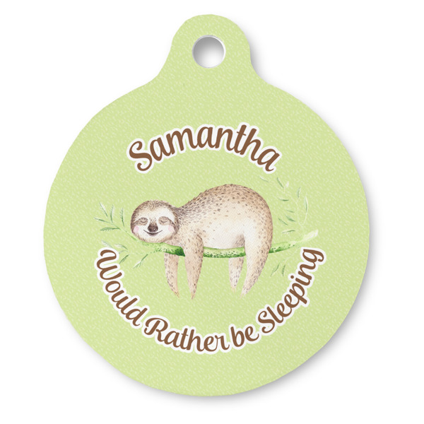 Custom Sloth Round Pet ID Tag - Large (Personalized)
