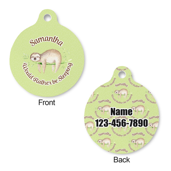 Sloth Round Pet Tag - Front & Back