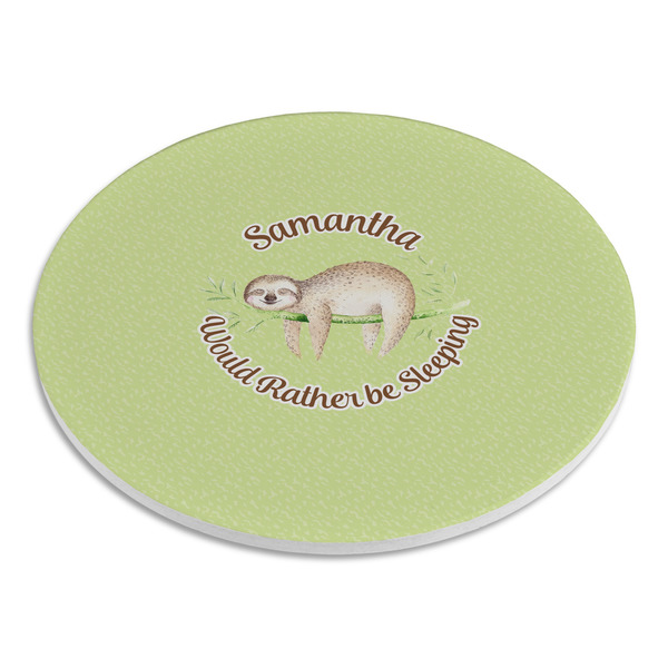 Sloth Round Stone Trivet - Angle View