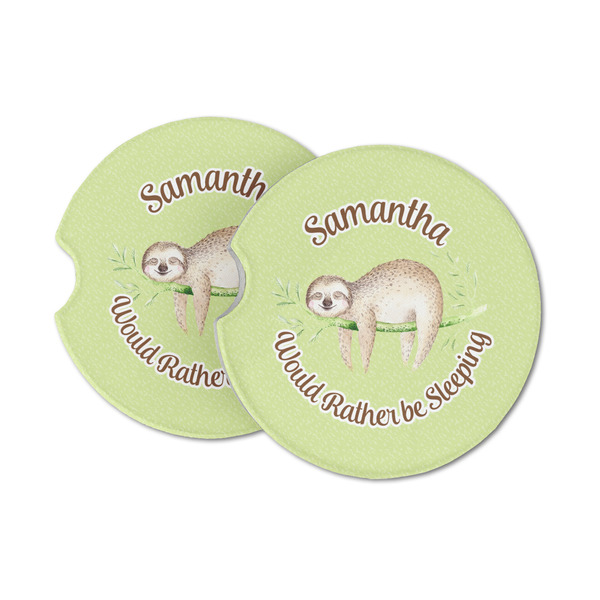 Custom Sloth Sandstone Car Coasters - Set of 2 (Personalized)
