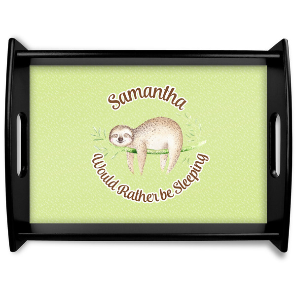 Custom Sloth Black Wooden Tray - Large (Personalized)