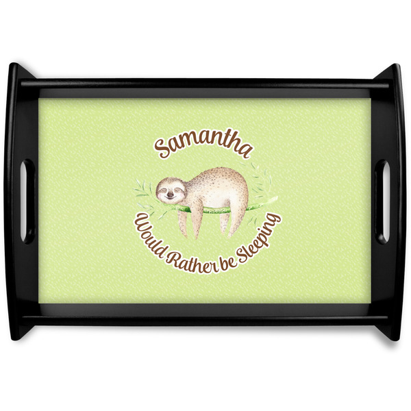Custom Sloth Black Wooden Tray - Small (Personalized)