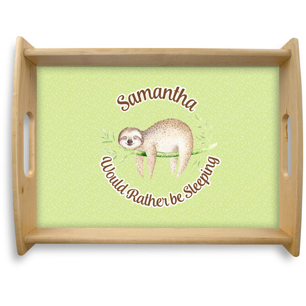Custom Sloth Natural Wooden Tray - Large (Personalized)