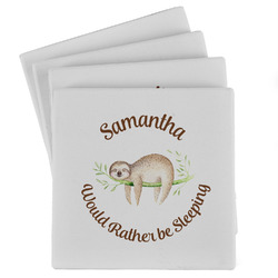Sloth Absorbent Stone Coasters - Set of 4 (Personalized)