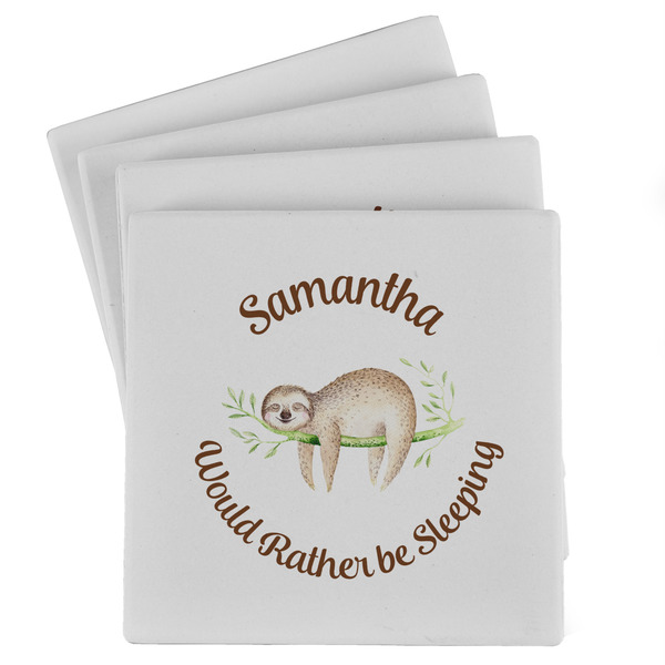 Custom Sloth Absorbent Stone Coasters - Set of 4 (Personalized)