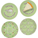 Sloth Set of 4 Glass Appetizer / Dessert Plate 8" (Personalized)