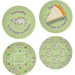 Sloth Set of 4 Glass Appetizer / Dessert Plate 8" (Personalized)