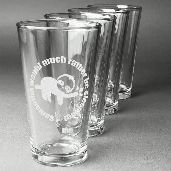 Custom Sloth Pint Glasses - Engraved (Set of 4) (Personalized)