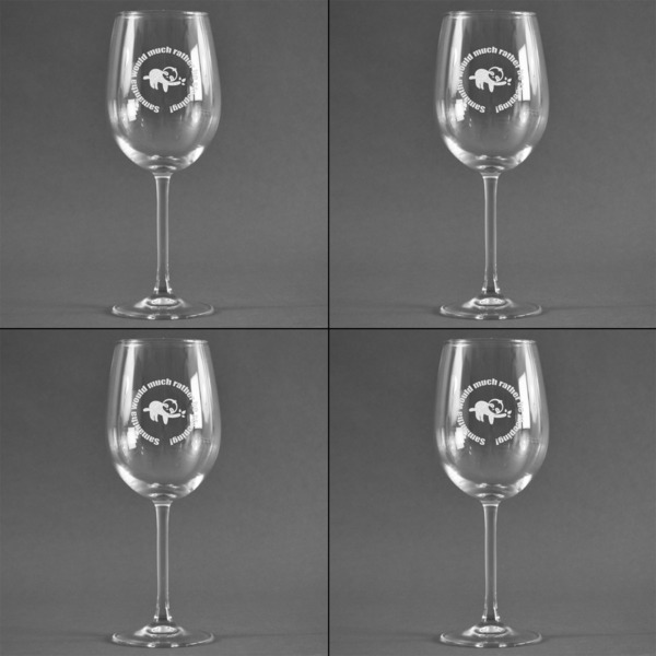 Sloth Set of Four Personalized Wineglasses (Approval)
