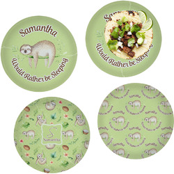 Sloth Set of 4 Glass Lunch / Dinner Plate 10" (Personalized)