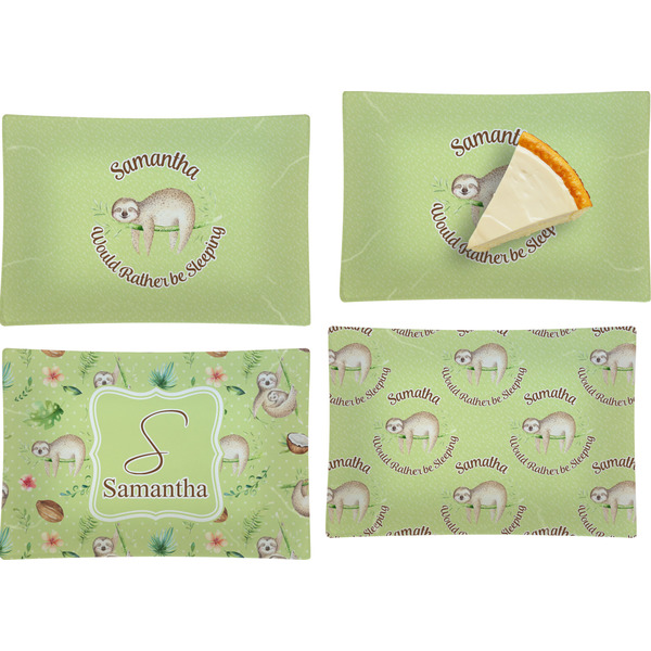 Sloth Set of Rectangular Appetizer / Dessert Plates