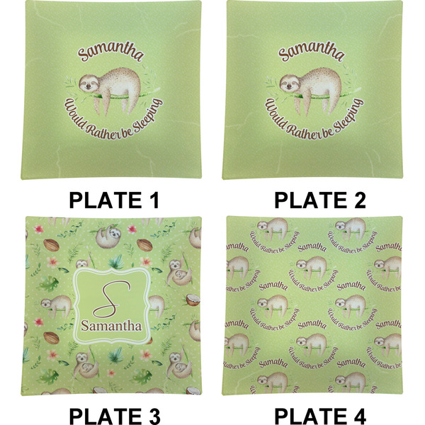 Sloth Set of Square Dinner Plates (Approval)
