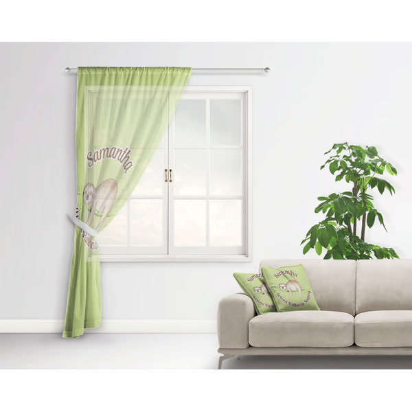 Sloth Sheer Curtain With Window and Rod - in Room Matching Pillow