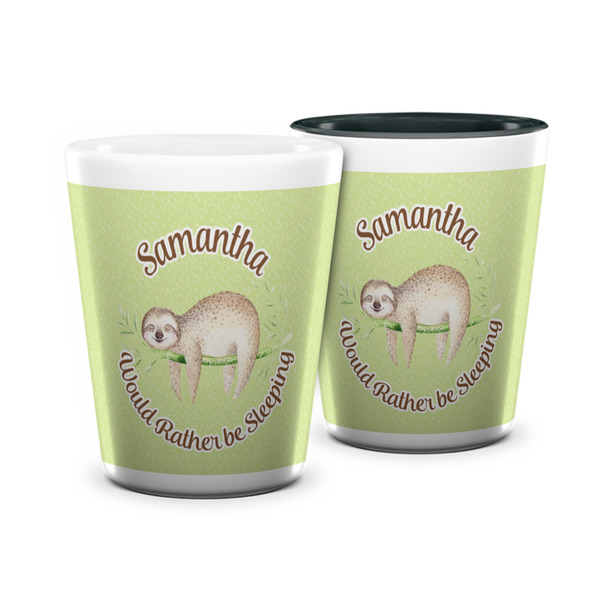 Custom Sloth Ceramic Shot Glass - 1.5 oz (Personalized)